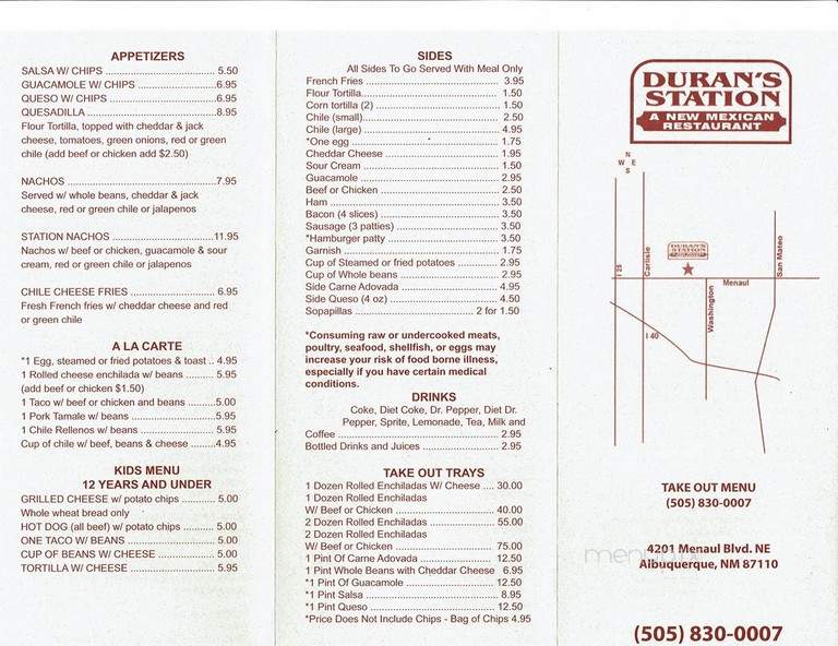 Duran's Station - Albuquerque, NM menu_pic