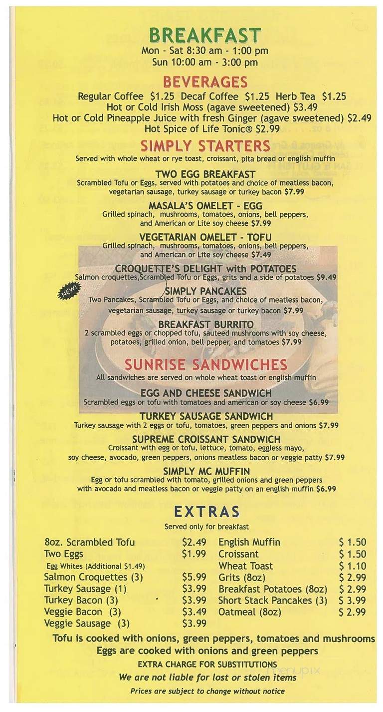 Simply Wholesome - Los Angeles, CA menu_pic