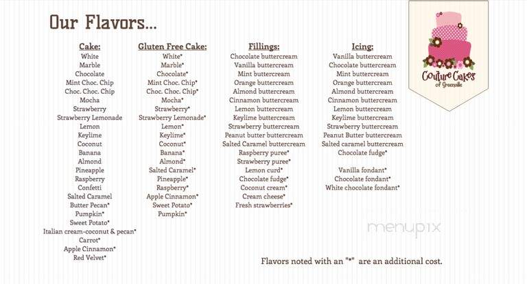 Couture Cakes of Greenville - Greenville, SC menu_pic