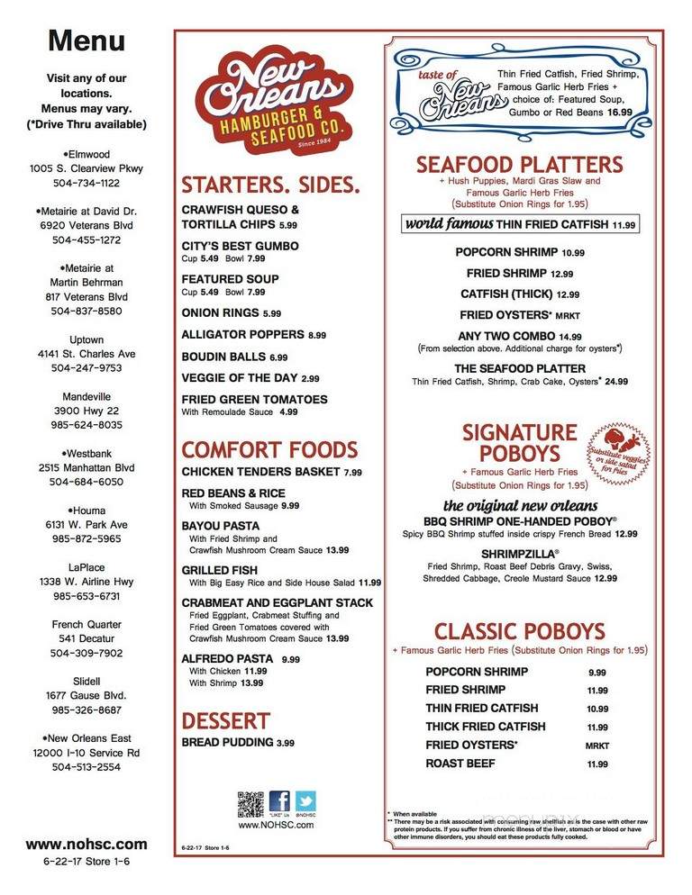 New Orleans Hamburger & Seafood Company - Mandeville, LA menu_pic