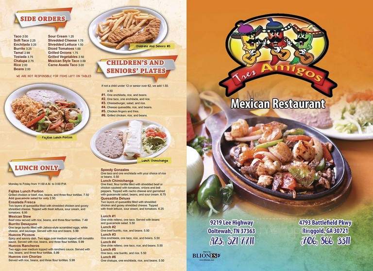 Tres Amigos Mexican Restaurant - Ringgold, GA menu_pic