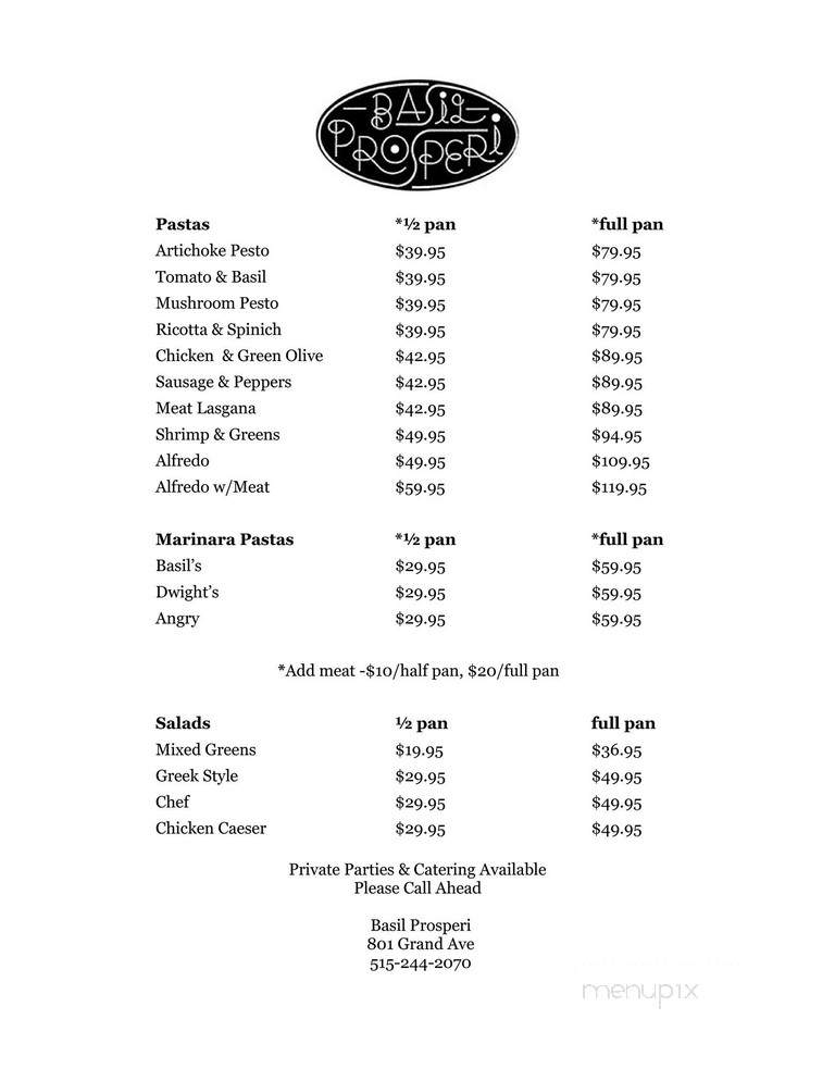 Basil Prosperi Bakery - Des Moines, IA menu_pic
