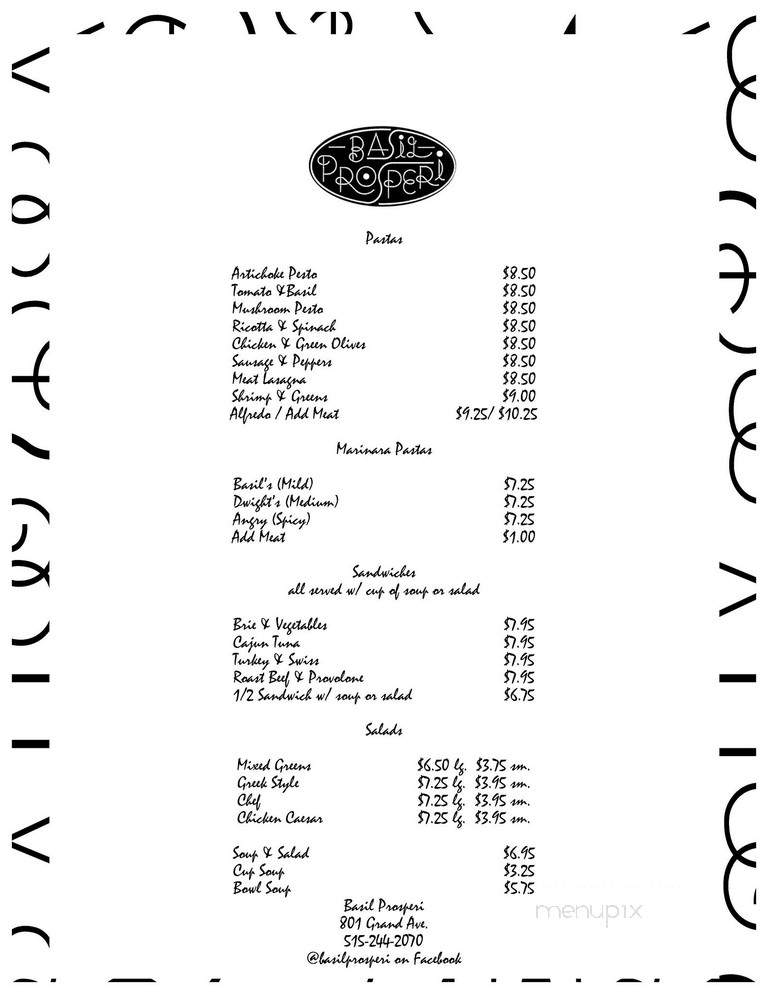 Basil Prosperi Bakery - Des Moines, IA menu_pic
