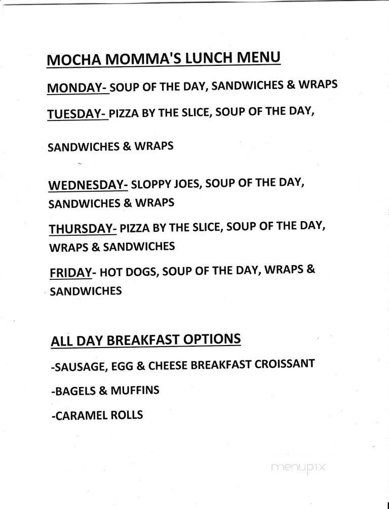 Mocha Momma's - Bismarck, ND menu_pic