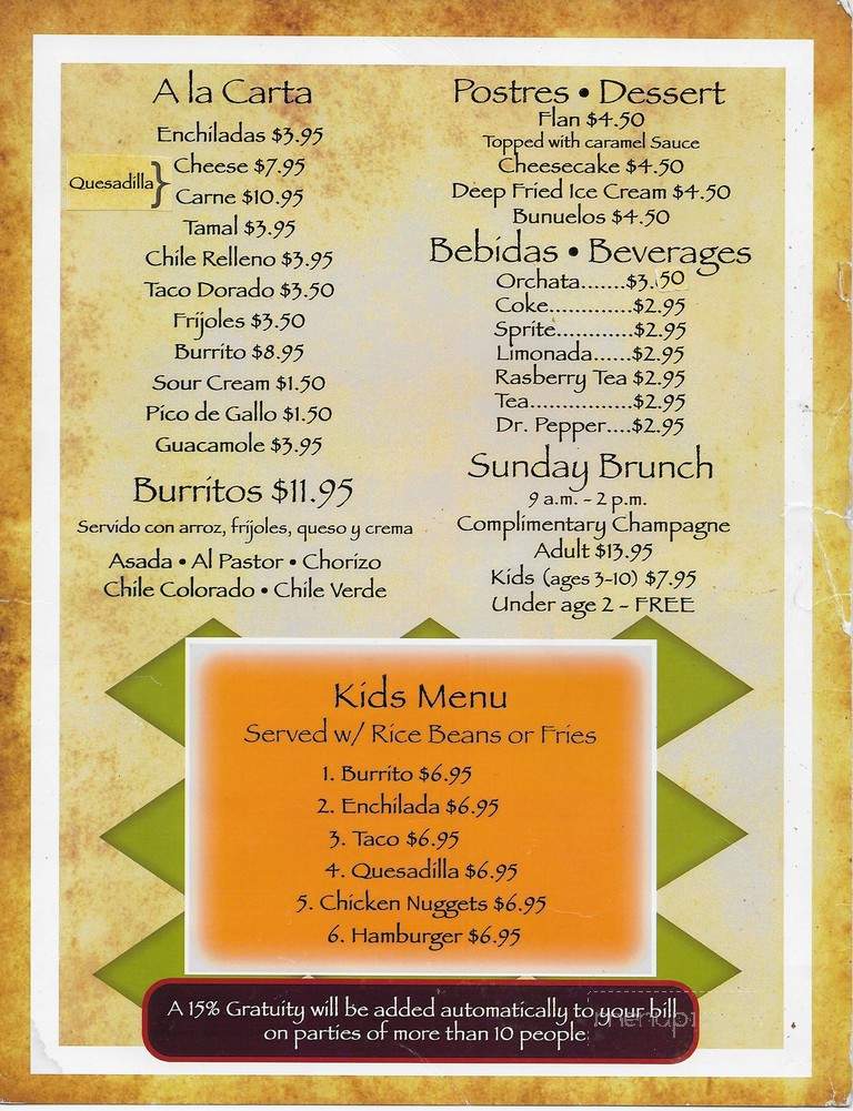 El Rancho Grande - Bakersfield, CA menu_pic