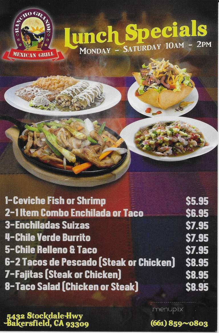 El Rancho Grande - Bakersfield, CA menu_pic