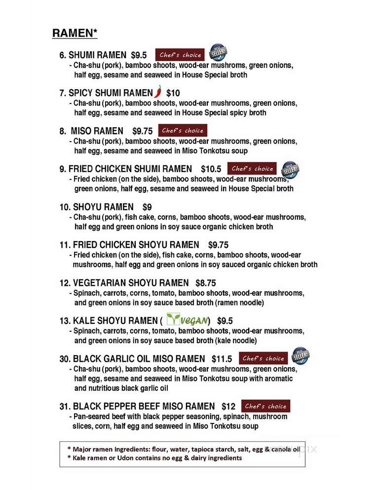 SHO MI Japenese Cuisine - Stockton, CA menu_pic