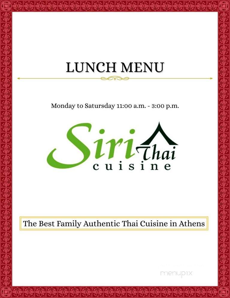 Siri Thai - Athens, GA menu_pic