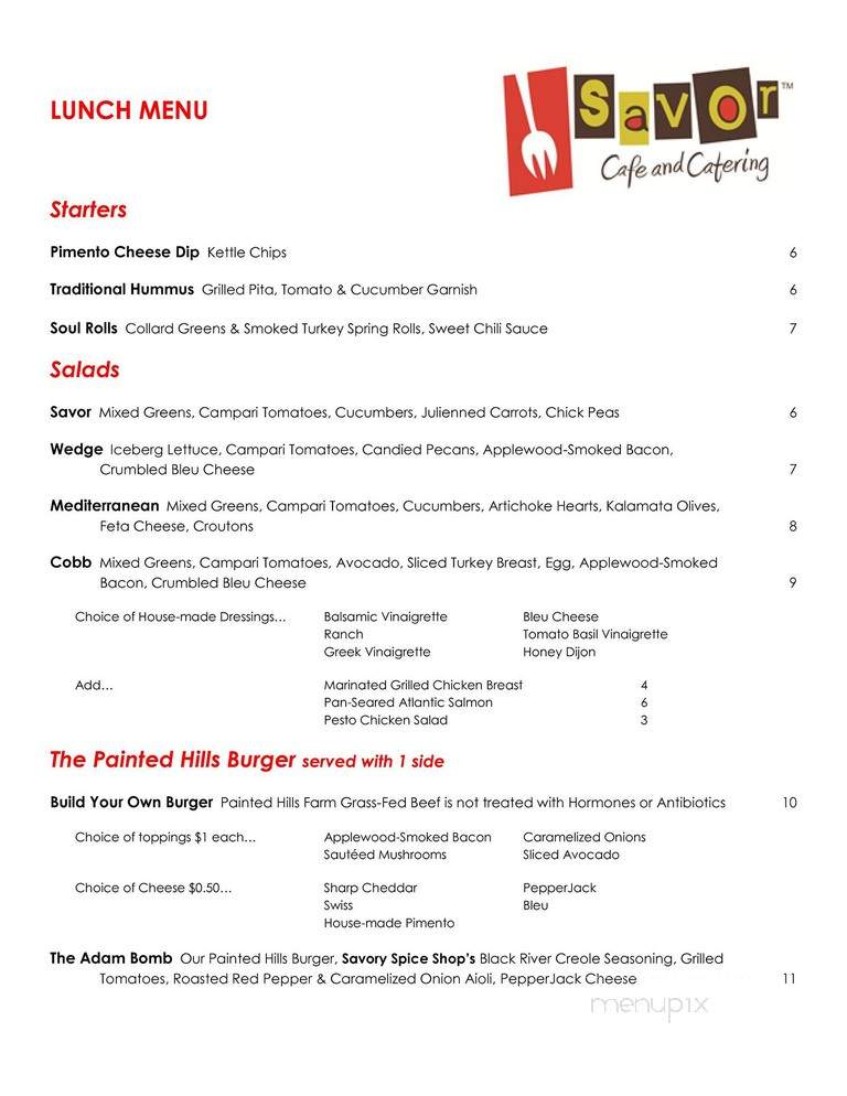 Savor Cafe and Catering - Charlotte, NC menu_pic