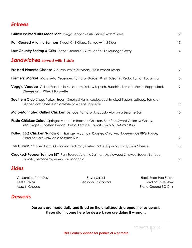 Savor Cafe and Catering - Charlotte, NC menu_pic