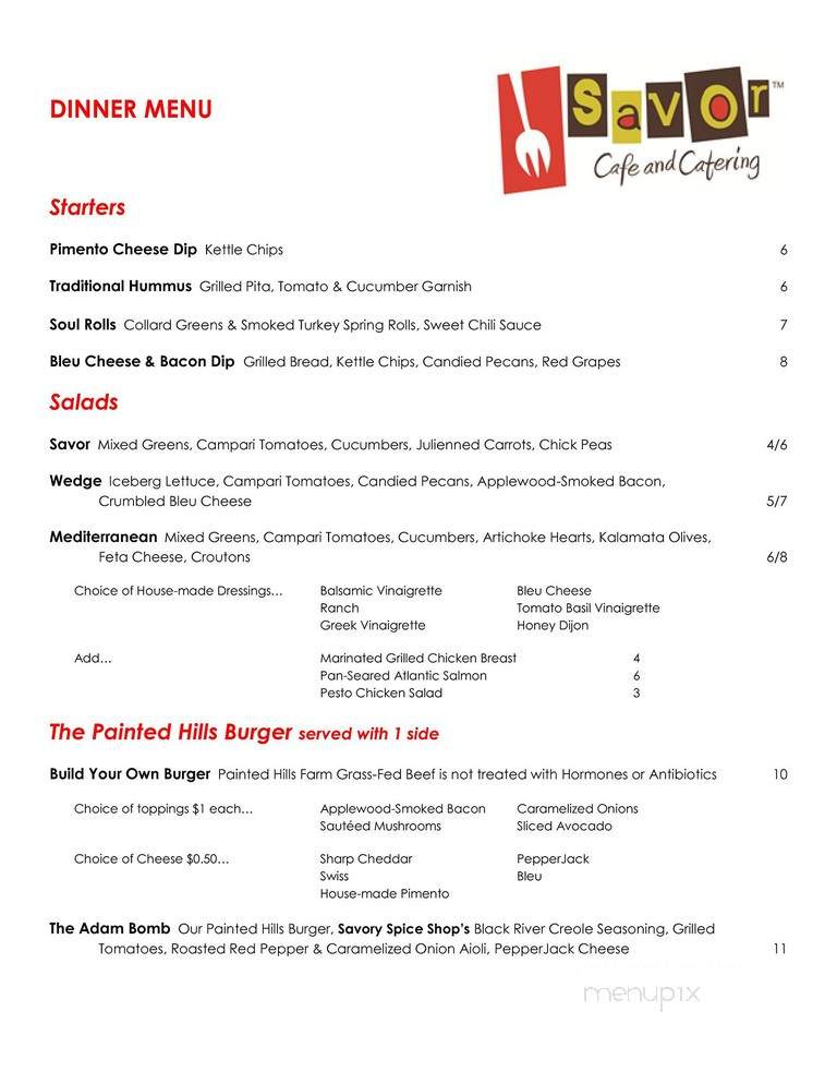 Savor Cafe and Catering - Charlotte, NC menu_pic