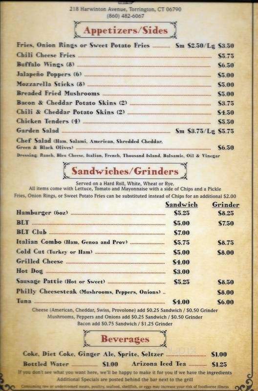 Towne Tavern - Torrington, CT menu_pic