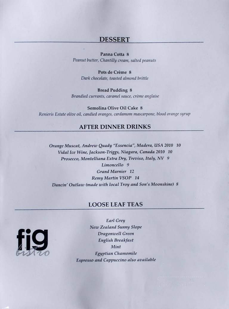Fig Bistro - Asheville, NC menu_pic