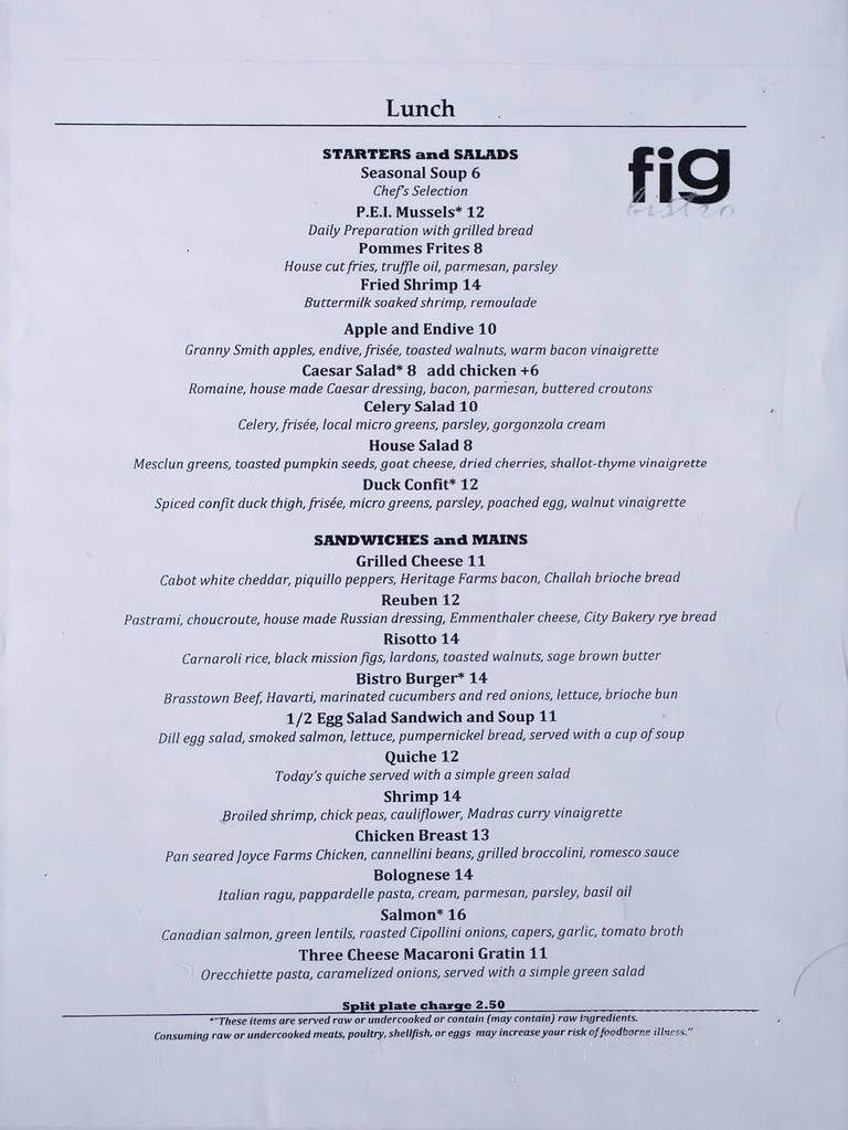 Fig Bistro - Asheville, NC menu_pic