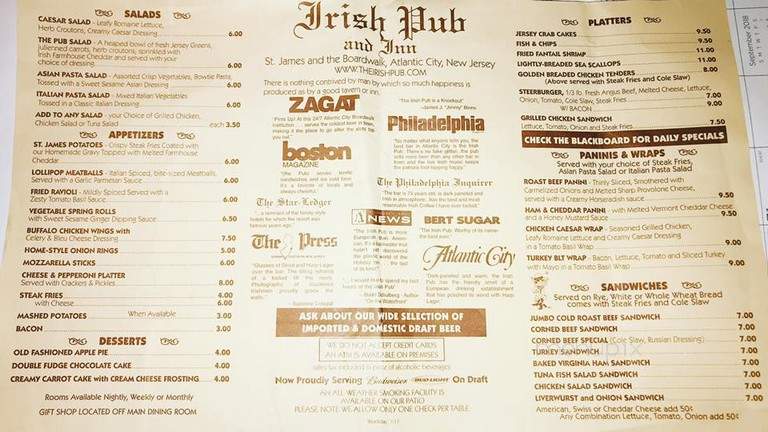 Irish Pub & Inn - Atlantic City, NJ menu_pic