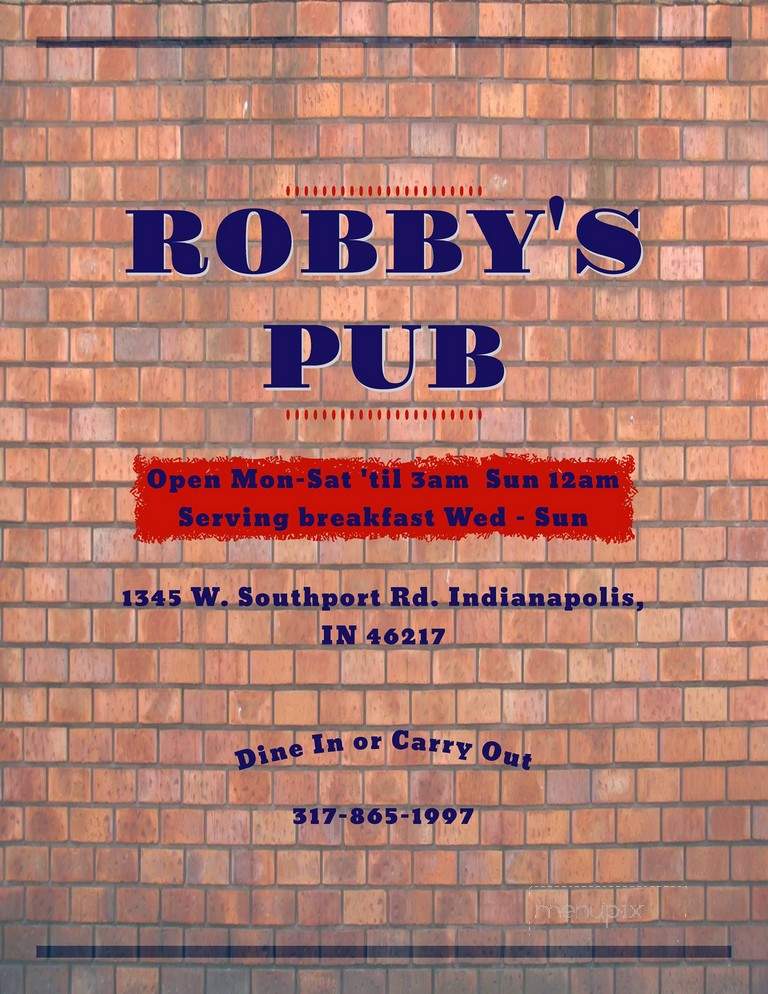 Robbie's Pub - Indianapolis, IN menu_pic