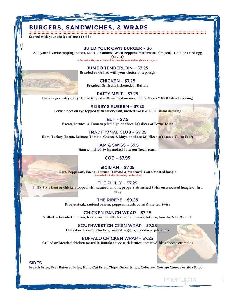 Robbie's Pub - Indianapolis, IN menu_pic