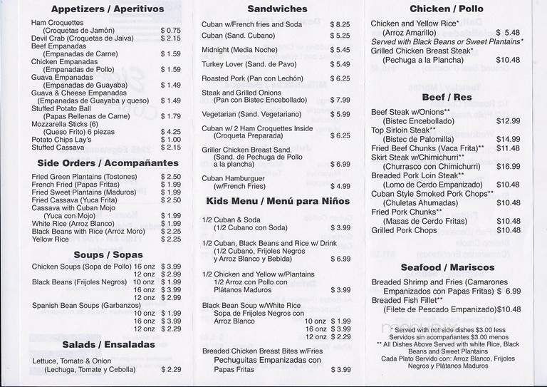 Elena's Cuban Cafe - Lakeland, FL menu_pic
