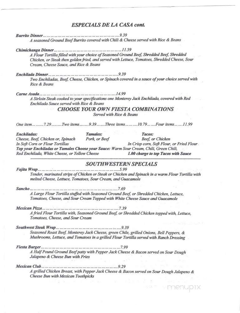 Taco Bob's Fiesta Grill - McAlester, OK menu_pic
