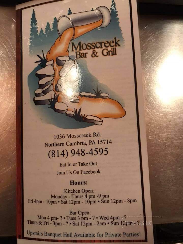 Mosscreek Hall & Pizza Shop - Northern Cambria, PA menu_pic