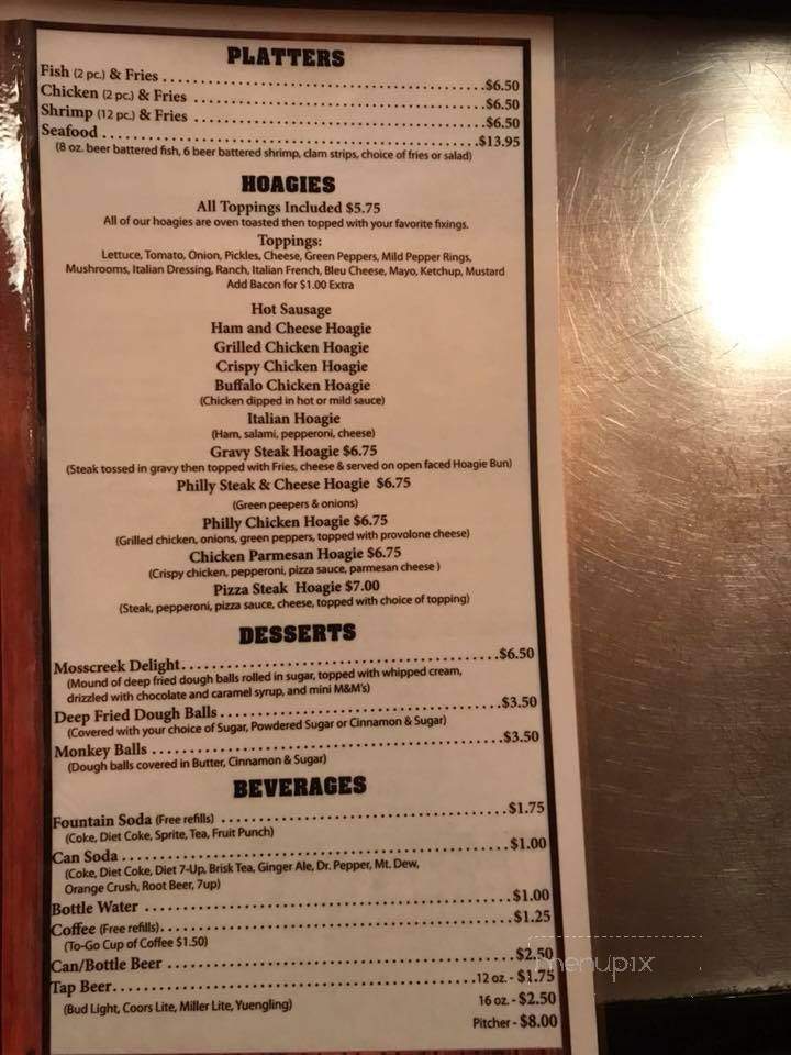 Mosscreek Hall & Pizza Shop - Northern Cambria, PA menu_pic