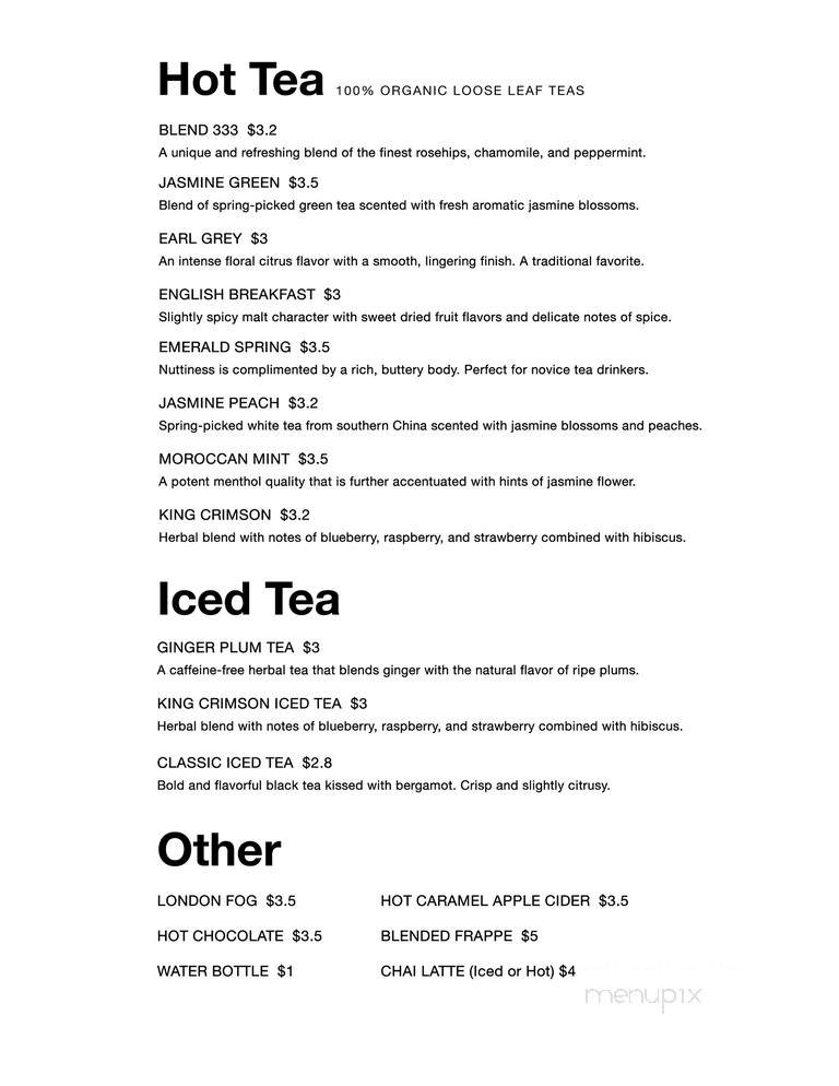 Remedy Coffee - Knoxville, TN menu_pic