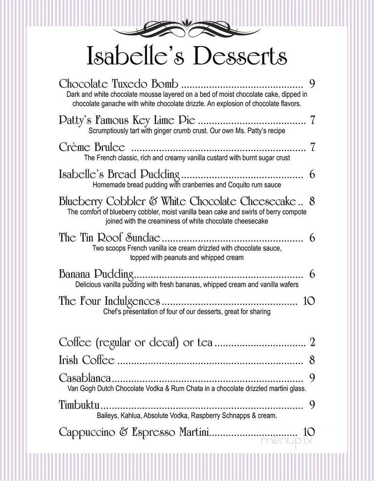 Isabelle's - Gulfport, FL menu_pic