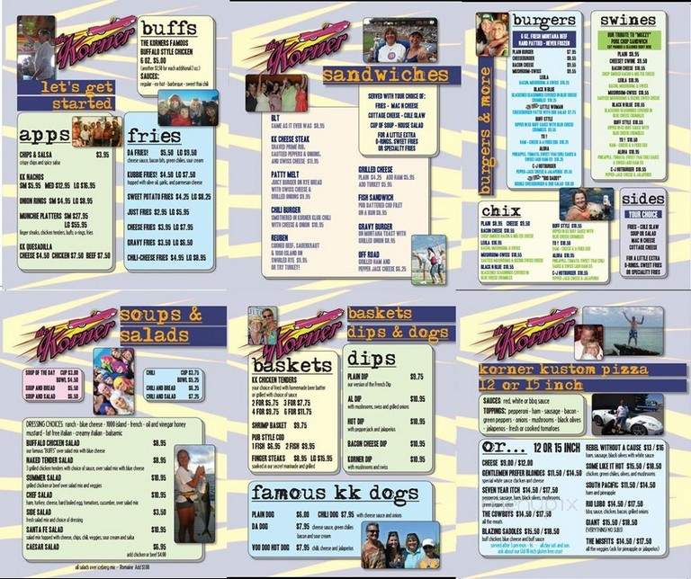 Korner Club Incorporated - Bozeman, MT menu_pic