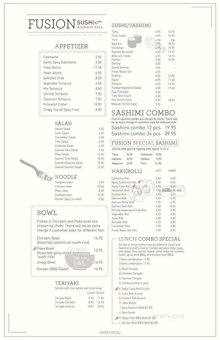 Ta-Ke Sushi - Anaheim, CA menu_pic