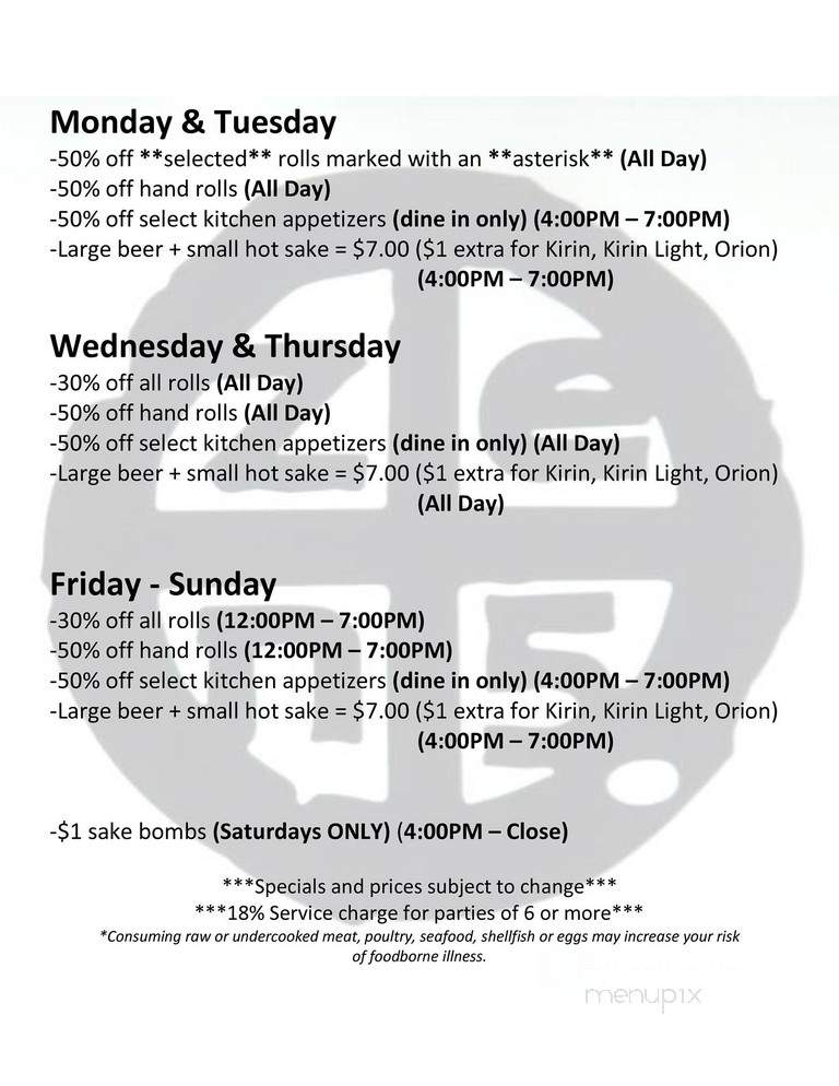 Zen 5 - San Diego, CA menu_pic