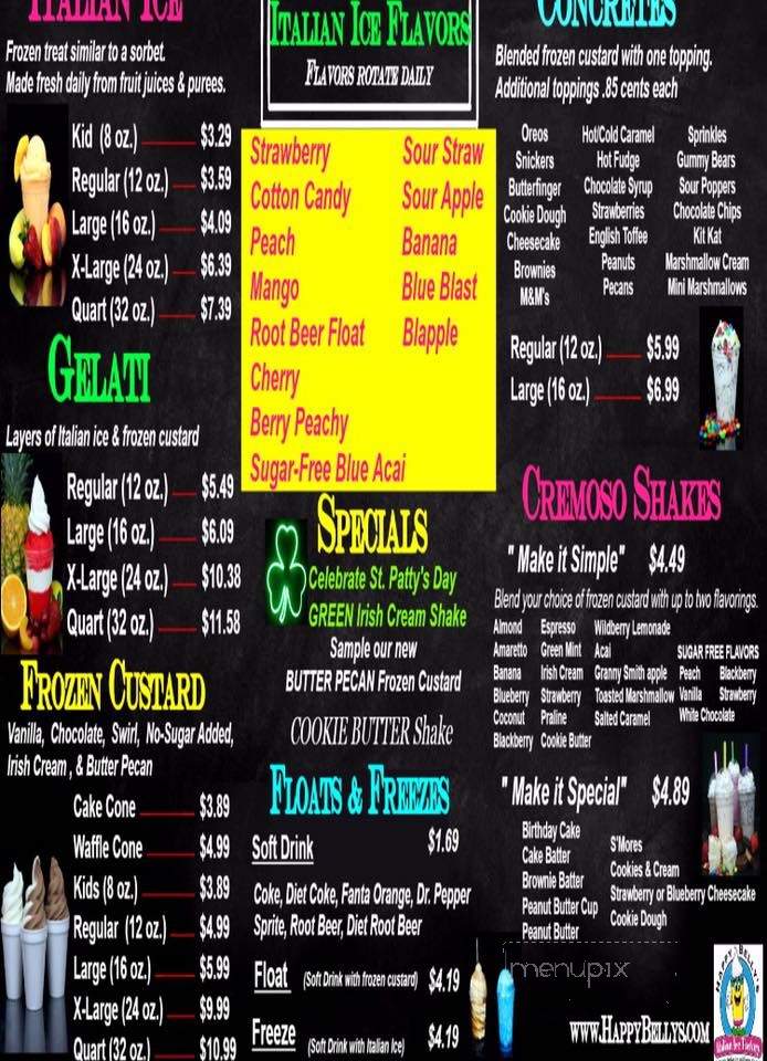 Happy Belly's Italian Ice Factory - Shreveport, LA menu_pic