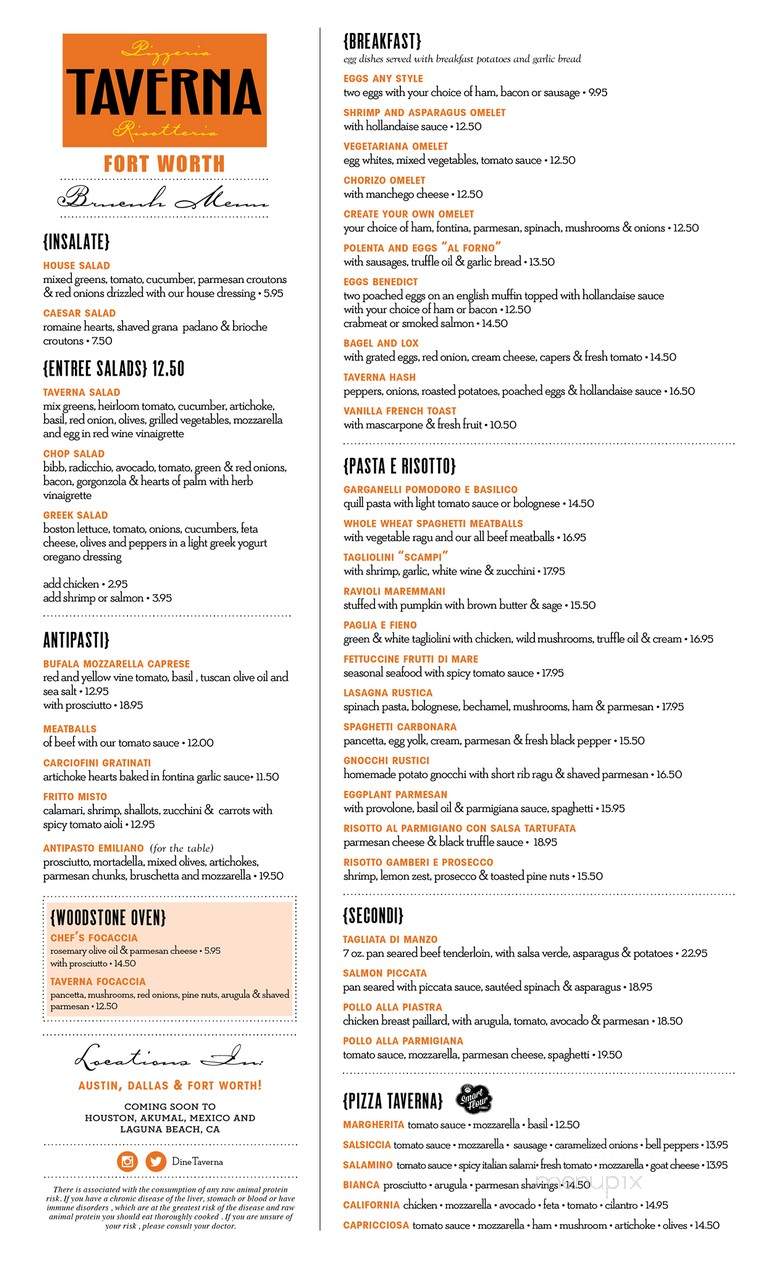 Taverna Pizzeria and Risotteria - Fort Worth, TX menu_pic