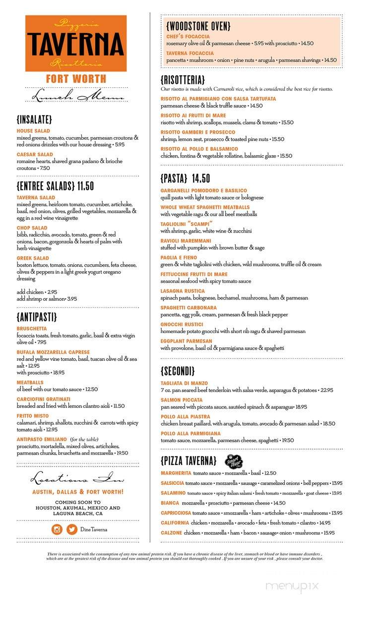 Taverna Pizzeria and Risotteria - Fort Worth, TX menu_pic
