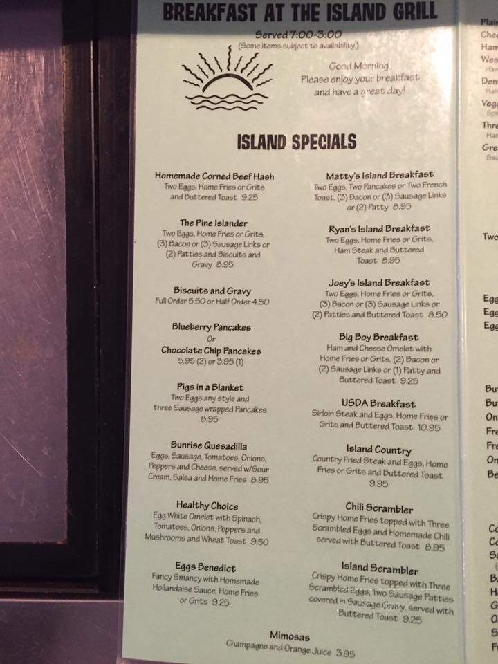 The Island Grill - St James City, FL menu_pic