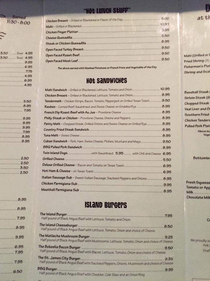 The Island Grill - St James City, FL menu_pic