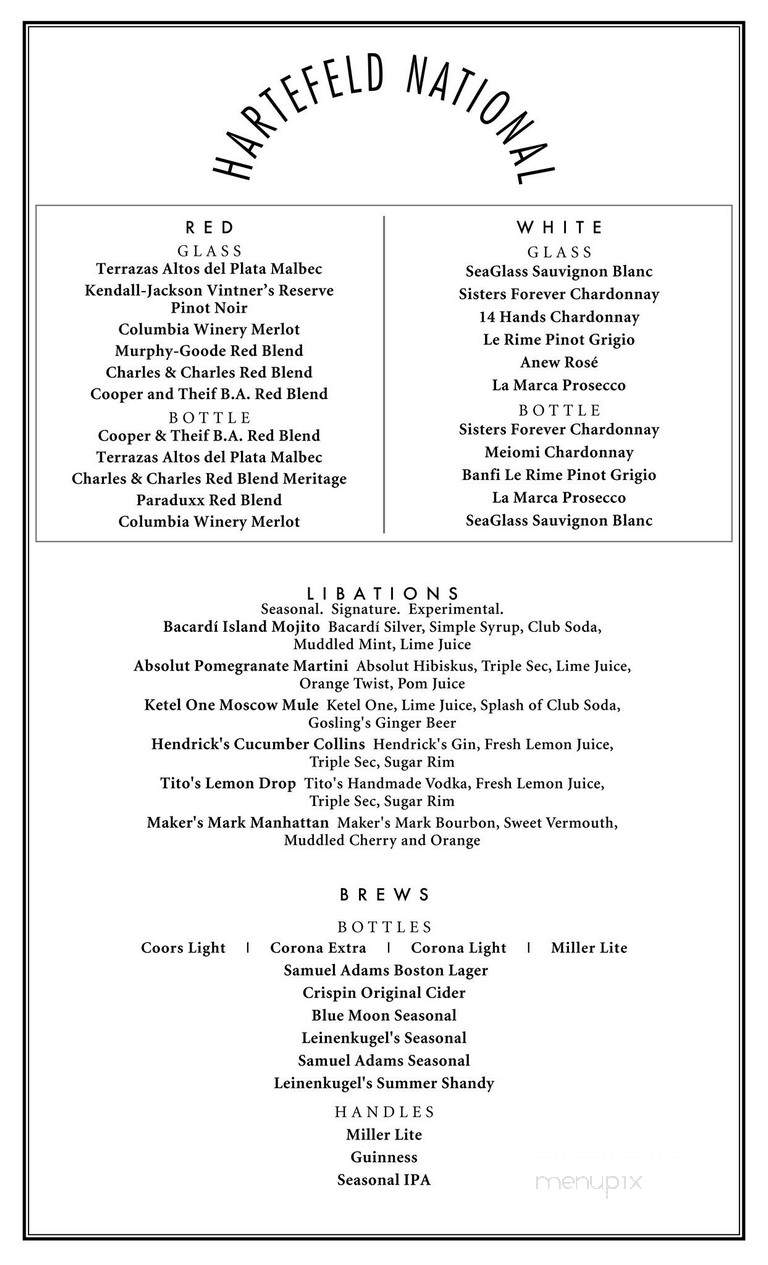 Hartefeld National the Grille & Pub at - Avondale, PA menu_pic
