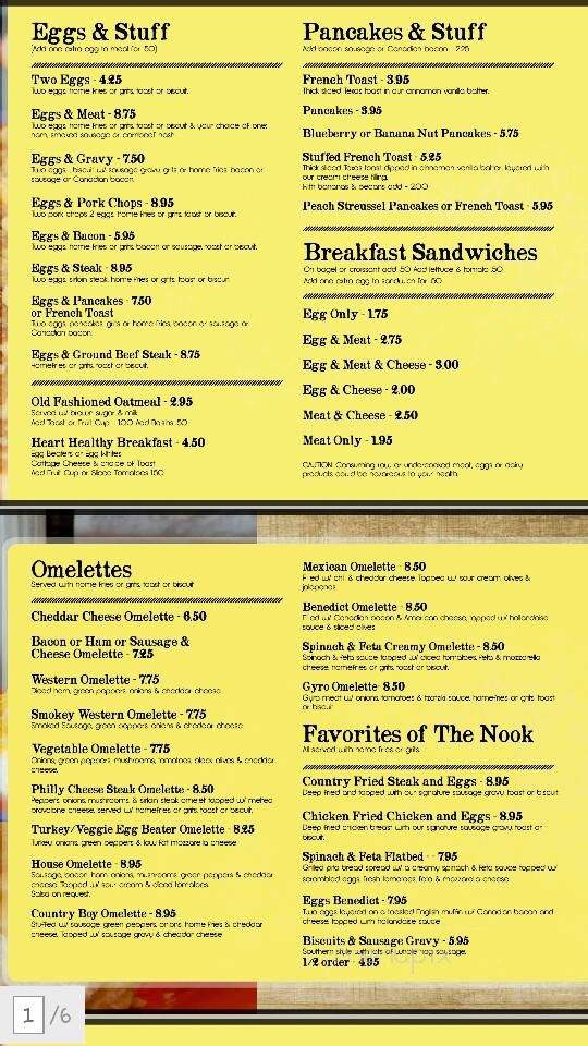 The Breakfast Nook - Sarasota, FL menu_pic