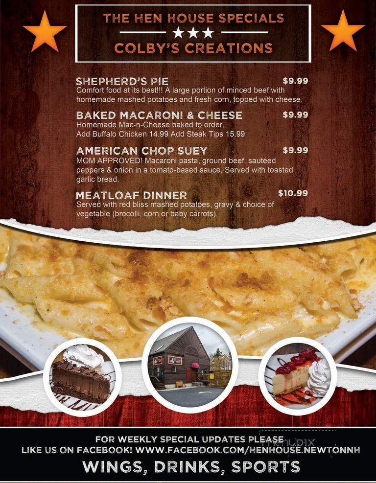 Hen House Sports Bar & Grille - Newton, NH menu_pic