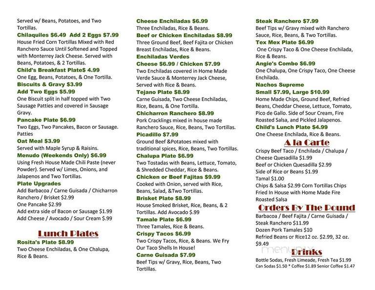 Rositas Bakery - Rockport, TX menu_pic