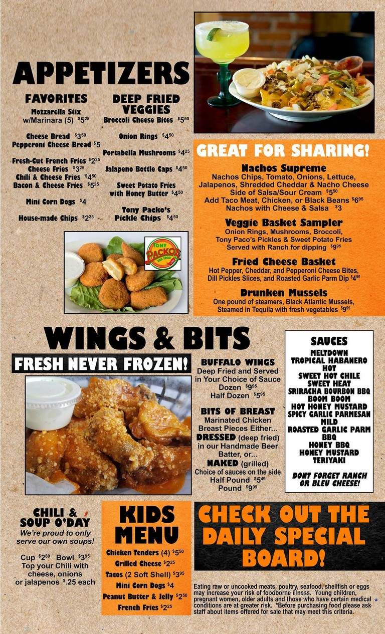 Clover Club - Tiffin, OH menu_pic