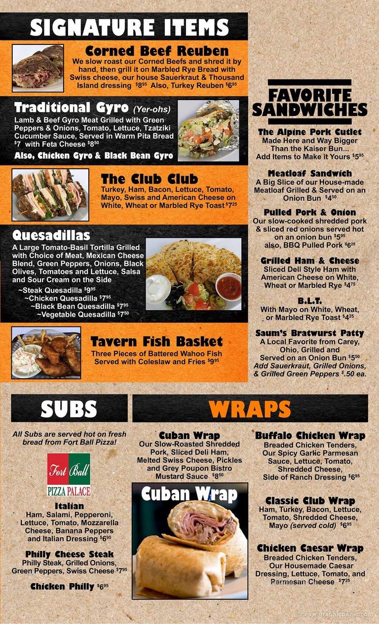 Clover Club - Tiffin, OH menu_pic