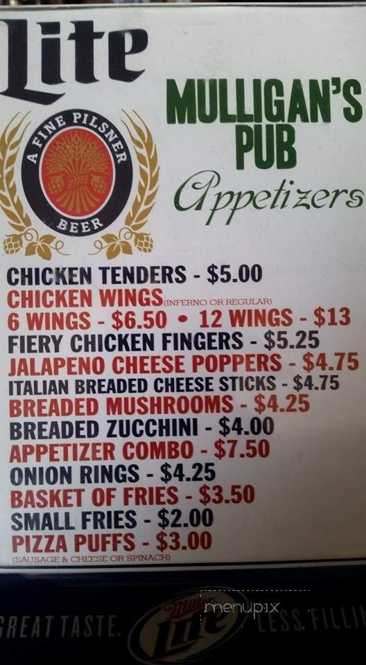 Mulligan's Pub - Monee, IL menu_pic