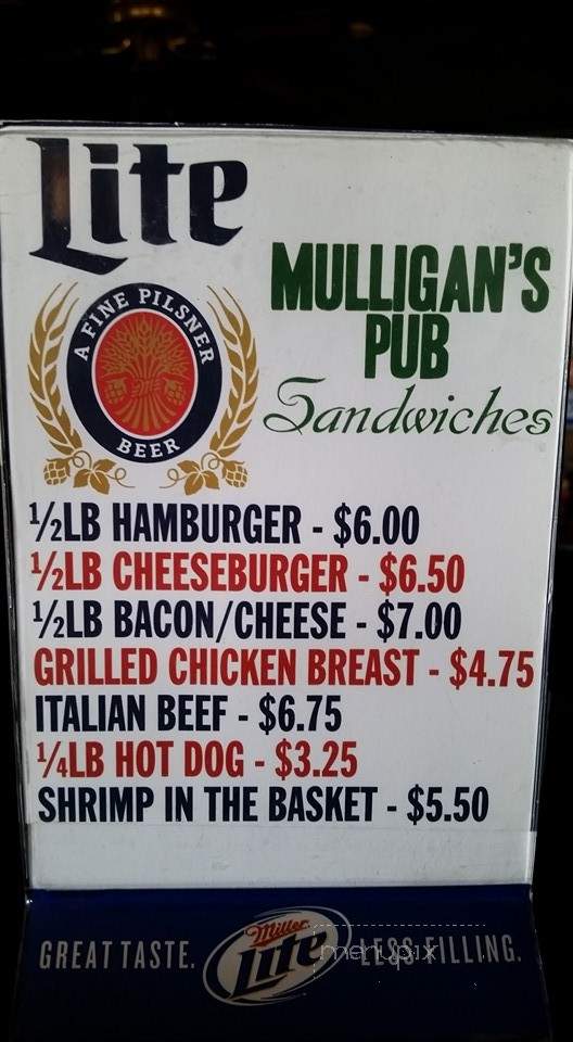 Mulligan's Pub - Monee, IL menu_pic