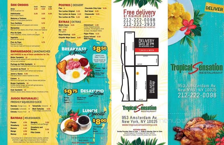 Tropical Sensation Restaurant - New York, NY menu_pic