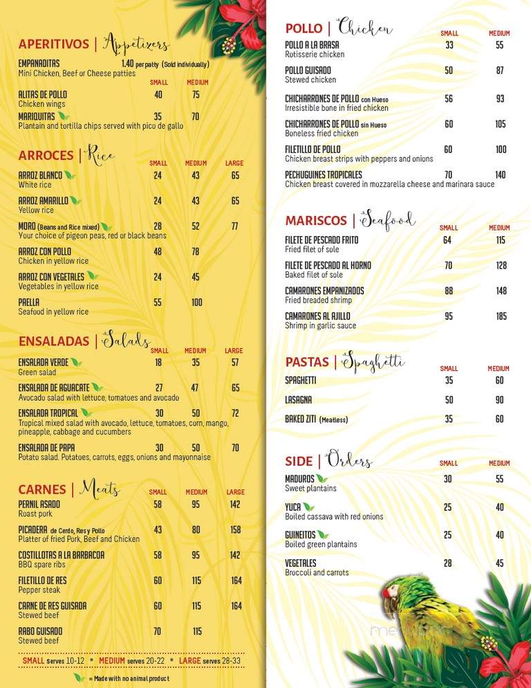 Tropical Sensation Restaurant - New York, NY menu_pic