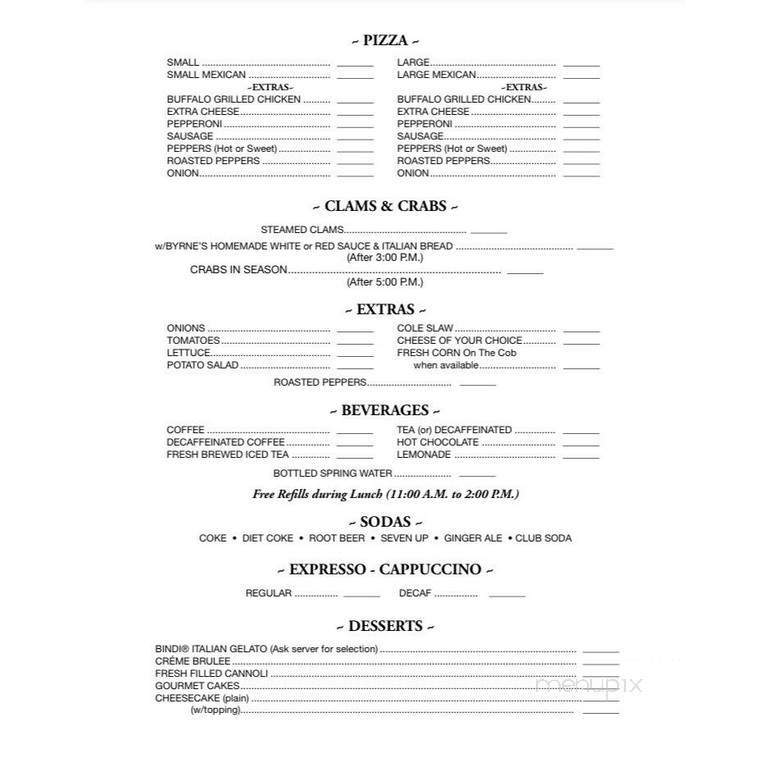 Byrne's Tavern - Philadelphia, PA menu_pic