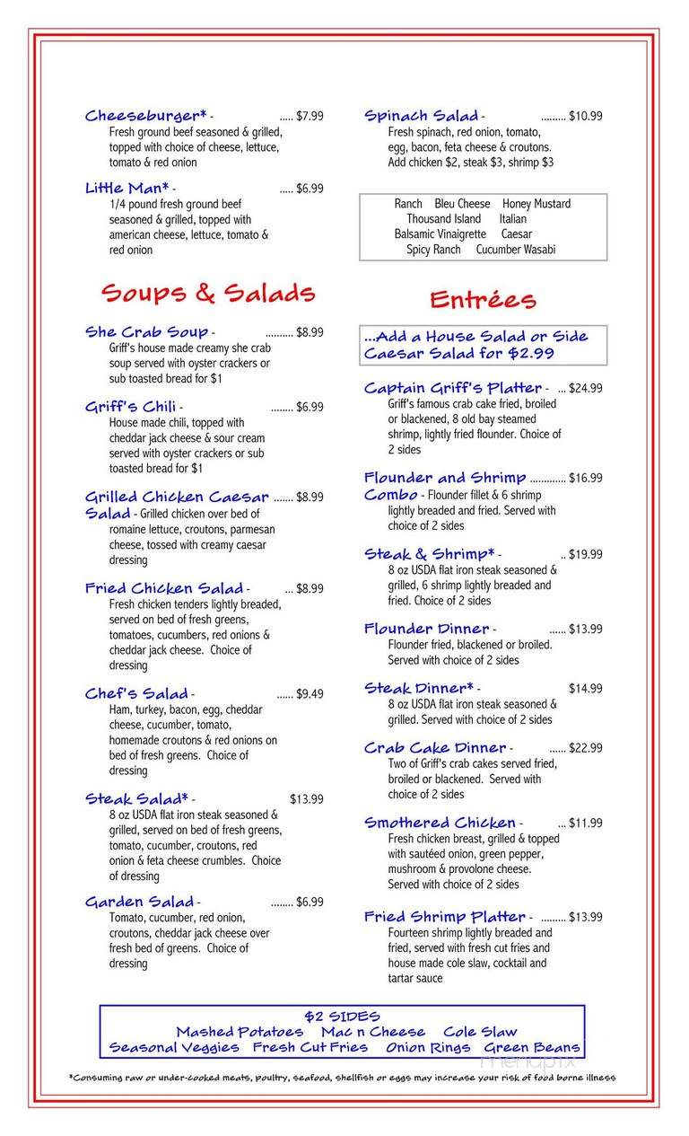 Griff's Restaurant and Sports Loung - Portsmouth, VA menu_pic