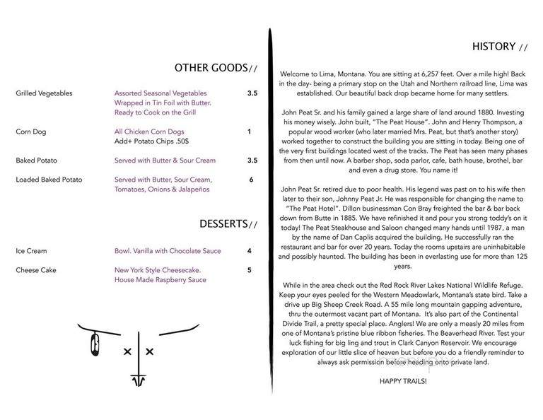 Peat Bar - Lima, MT menu_pic