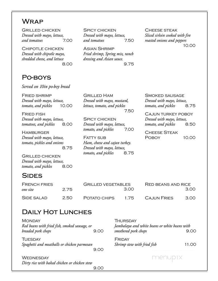 Fatty's Bar and Grill - Garyville, LA menu_pic