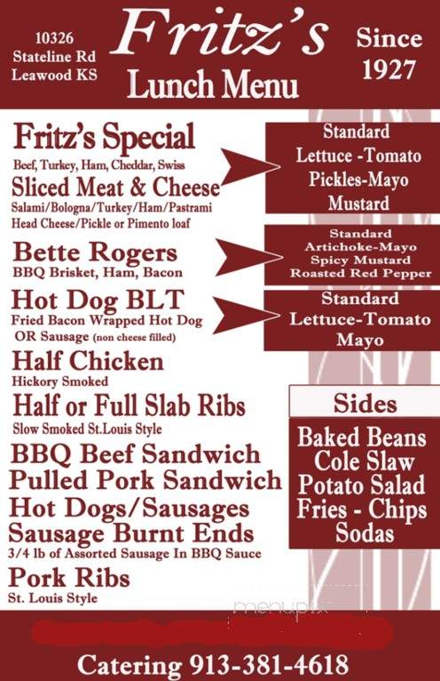 Fritz's Smoked Meats - Leawood, KS menu_pic